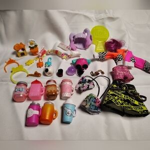 L.O.L. Surprise & O.M.G. Doll Accessories Lot -Bottles, Cups, Clothes+ Mixed